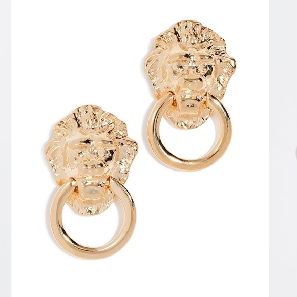 Kenneth Jay Lane Jewelry - Kenneth Jay Lane- Polished Lion Head Doorknocker Earrings /gold. *Shopbop*